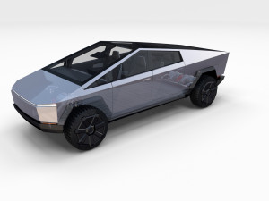 tesla cybetruck with interior and chassis pack Modèle 3D