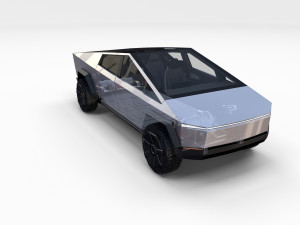 tesla cybetruck with interior and chassis pack Modèle 3D