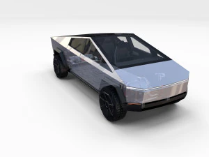 tesla cybetruck with interior and chassis pack 3D Model