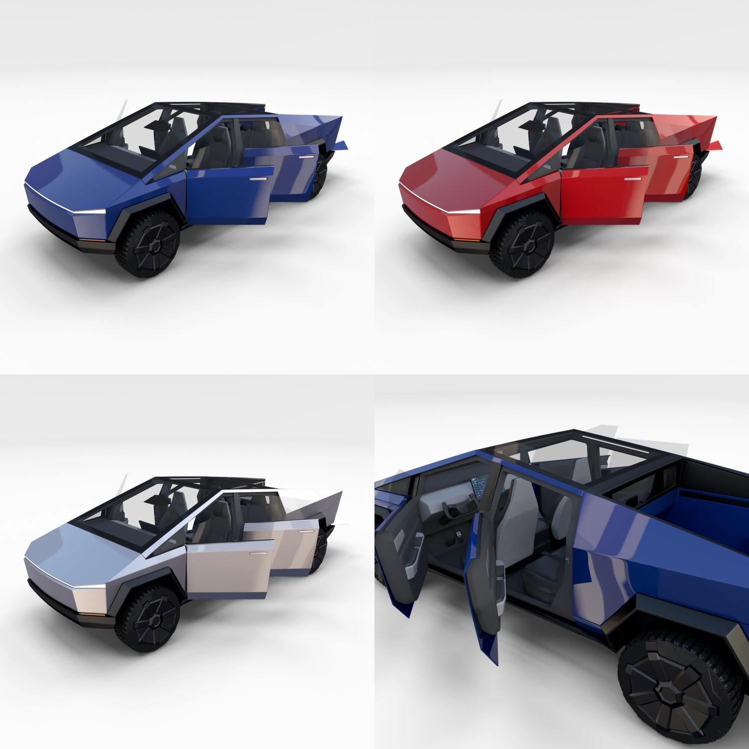 tesla cybertruck with interior pack 3D Model .c4d .max .obj .3ds .fbx .stl .blend 