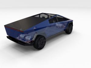 tesla cybertruck with chassis pack 3D Model