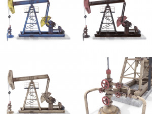 oil pumpjack weathered pack Modèle 3D