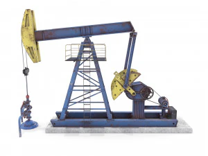 oil pumpjack animated weathered pack 3D Model
