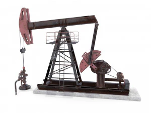 oil pumpjack animated weathered pack 3D Model
