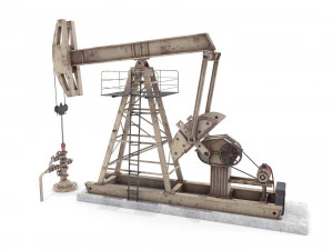oil pumpjack animated weathered pack 3D Model