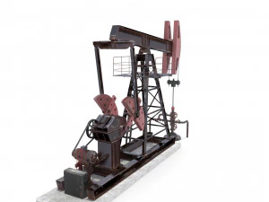 oil pumpjack animated weathered pack 3D Model