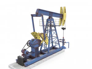 oil pumpjack animated weathered pack 3D Model