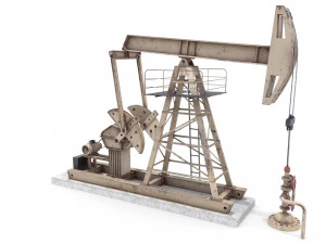 oil pumpjack animated weathered pack 3D Model