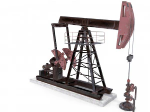 oil pumpjack animated weathered pack 3D Model