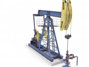 oil pumpjack animated weathered pack 3D Model