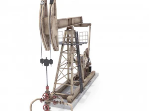 oil pumpjack animated weathered pack 3D Model