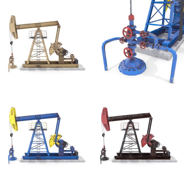 oil pumpjack animated pack Model 3D .c4d .max .obj .3ds .fbx .stl .blend 