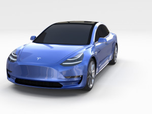tesla model 3 with chassis blue Modelo 3D