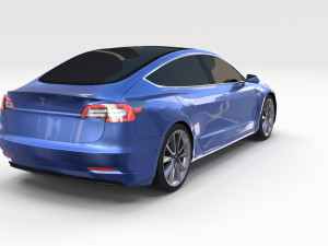 tesla model 3 with chassis blue Modelo 3D
