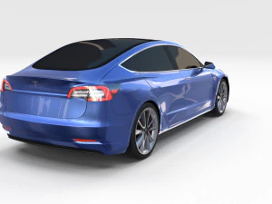 tesla model 3 with chassis blue 3D Model