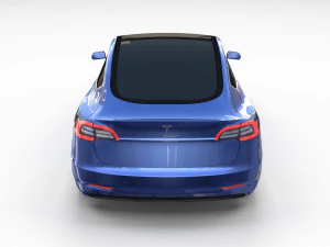 tesla model 3 with chassis blue 3D Model