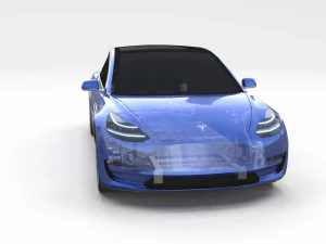 tesla model 3 with chassis blue 3D Model