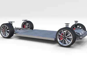 tesla model 3 with chassis blue 3D Model
