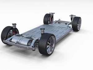 tesla model 3 with chassis blue 3D Model