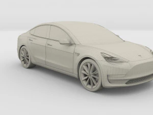 tesla model 3 with chassis blue 3D Model