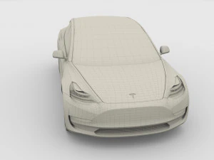 tesla model 3 with chassis blue 3D Model