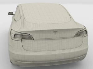 tesla model 3 with chassis blue 3D Model