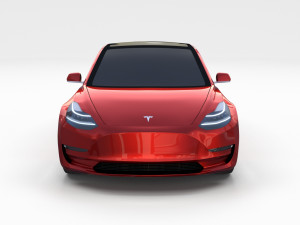 tesla model 3 with chassis red 3D Model