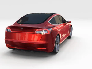 tesla model 3 with chassis red 3D Model