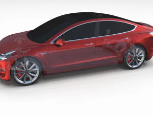 tesla model 3 with chassis red 3D Model