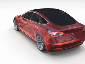tesla model 3 with chassis red 3D Model