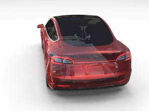 tesla model 3 with chassis red 3D Model