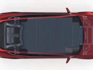tesla model 3 with chassis red 3D Model