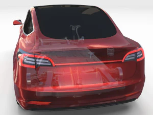 tesla model 3 with chassis red 3D Model