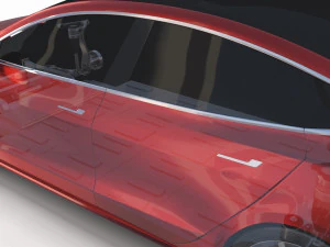 tesla model 3 with chassis red 3D Model