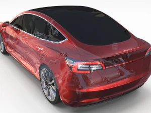 tesla model 3 with chassis red 3D Model