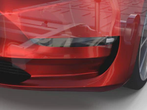 tesla model 3 with chassis red 3D Model