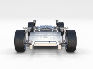 tesla model 3 with chassis red 3D Model