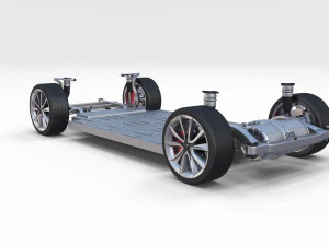 tesla model 3 with chassis red 3D Model