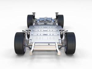 tesla model 3 with chassis red 3D Model