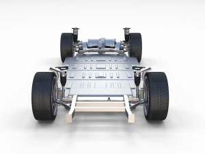 tesla model 3 with chassis red 3D Model