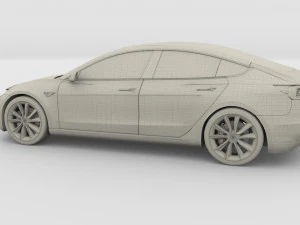 tesla model 3 with chassis red 3D Model