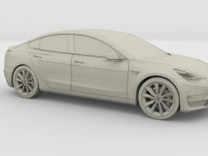 tesla model 3 with chassis red 3D Model