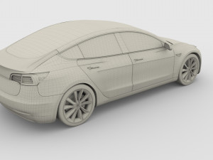 tesla model 3 with chassis red 3D Model