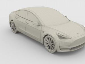 tesla model 3 with chassis red 3D Model