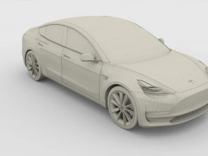 tesla model 3 with chassis red 3D Model