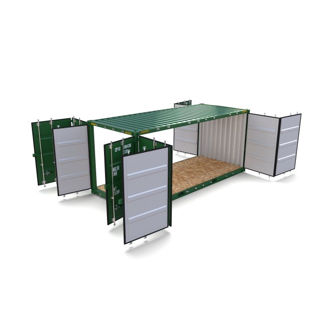 20ft shipping container double side open 3D Model .c4d .max .obj .3ds .fbx .stl .blend 