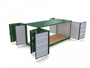 Lado duplo do cont&ecirc;iner de transporte de 20 p&eacute;s aberto Modelo 3D