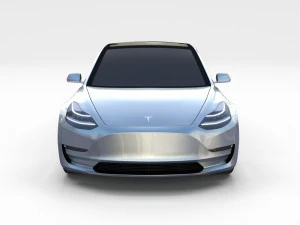 tesla model 3 with chassis silver 3D Model
