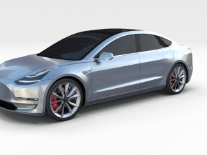 tesla model 3 with chassis silver 3D मॉडल