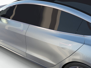 tesla model 3 with chassis silver 3D मॉडल